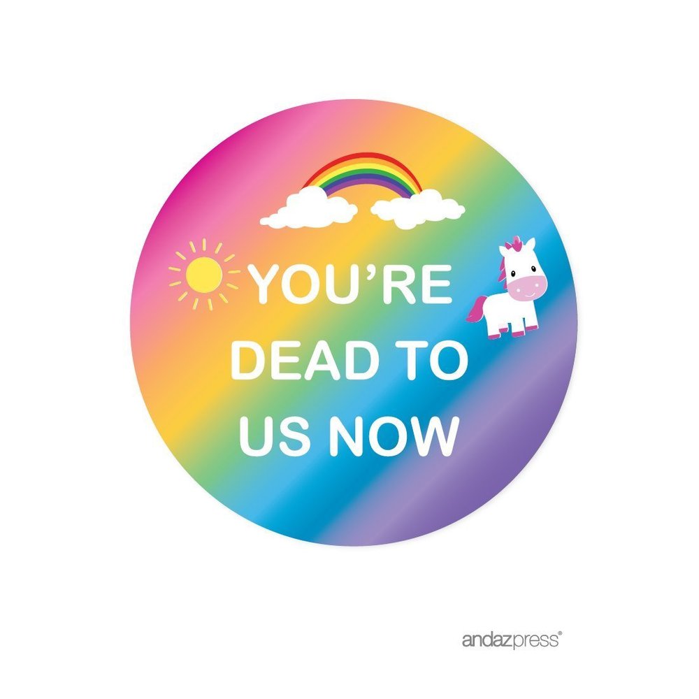 Andaz Press Funny Farewell Retirement Party Decorations, You're Dead to Us Now, Round Circle Label Stickers, 40-Pack