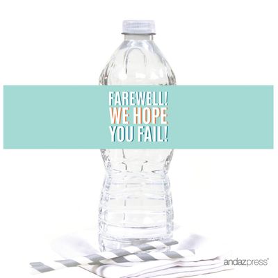 Andaz Press Funny Farewell Retirement Party Decorations, Farewell! We Hope You Fail, Water Bottle Labels, 20-Pack