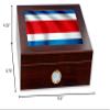 ExpressItBest Premium Desktop Humidor - Glass Top - Flag of Costa Rica (Rican) - Waves Design - Cedar lined with humidifier & front mounted hygrometer. view 2