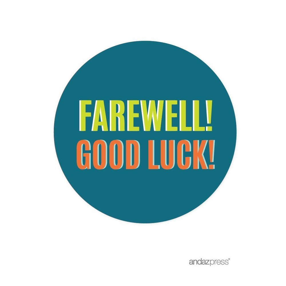 Andaz Press Farewell Retirement Party Decorations, Farewell! Good Luck!, Round Circle Label Stickers, 40-Pack