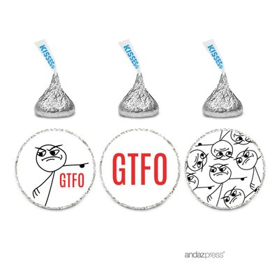 Andaz Press Funny Farewell Retirement Party Decorations, GTFO (Get The F**k Out), Chocolate Drop Labels for Kisses Party Favors, 216-Pack