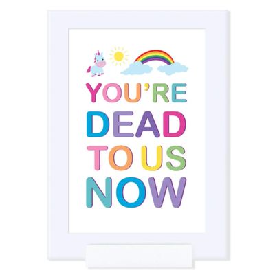 Andaz Press Funny Farewell Retirement Party Decorations, You're Dead to Us Now, Framed Party Sign, 4x6-inch, 1-Pack