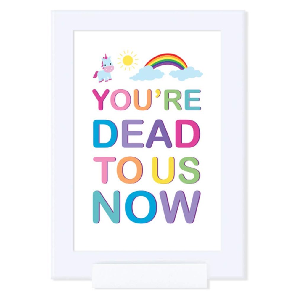 Andaz Press Funny Farewell Retirement Party Decorations, You're Dead to Us Now, Framed Party Sign, 4x6-inch, 1-Pack