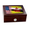ExpressItBest Premium Desktop Humidor - Glass Top - Flag of Brunei (Bruneian) - Wood with USA Flag - Cedar lined with humidifier & front mounted hygrometer. view 1