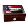 ExpressItBest Premium Desktop Humidor - Glass Top - Flag of Iraq (Iraqi) - Wood with USA Flag - Cedar lined with humidifier & front mounted hygrometer. view 1
