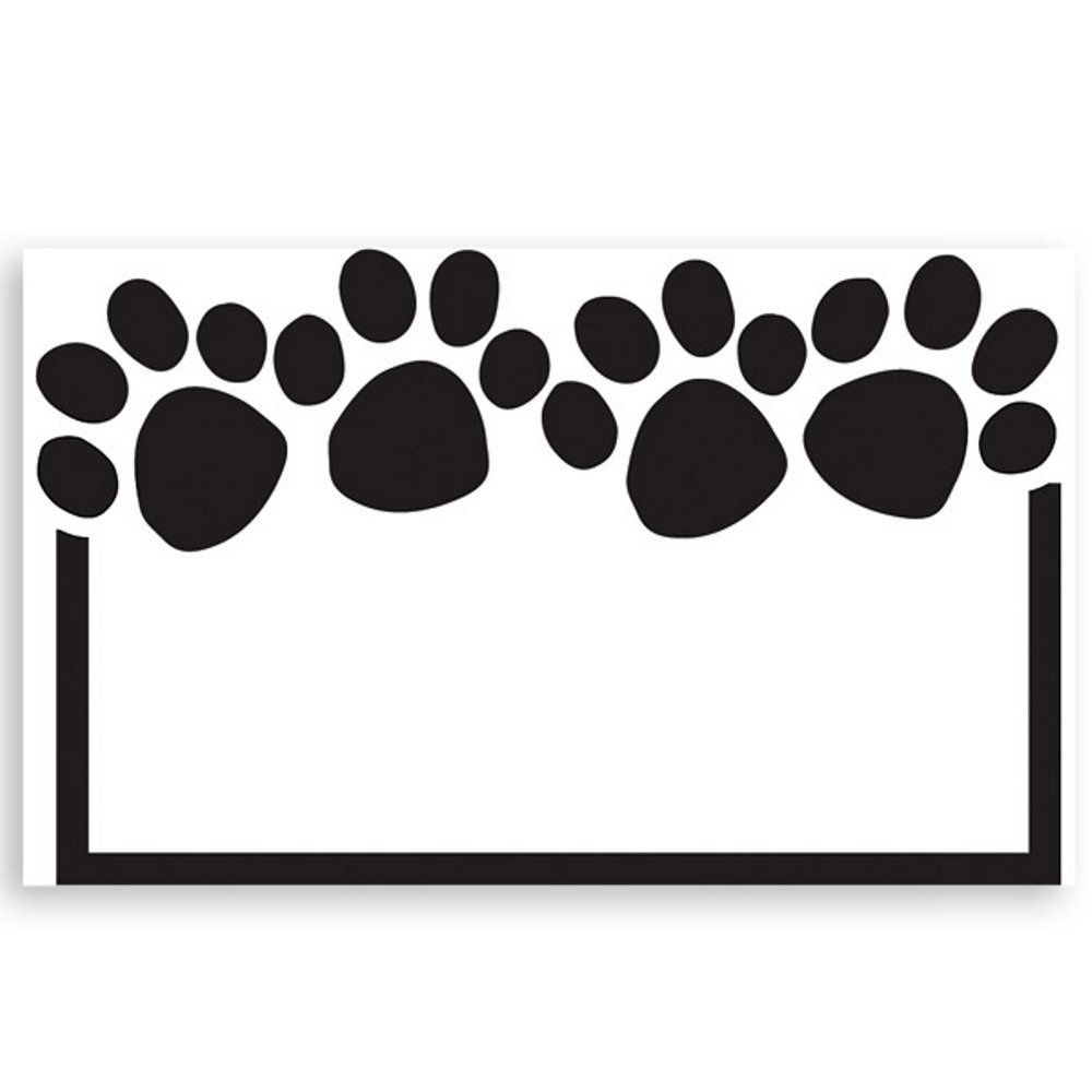 Paw Print White Enclosure Cards - 3-1/2in. x 2-1/4in. (50 Pack)