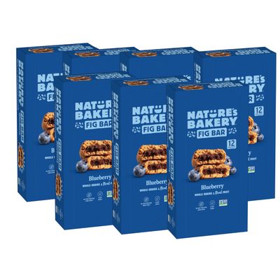 Natures Bakery Whole Wheat Fig Bars, Blueberry, Real Fruit, Vegan, Non-GMO, Snack Bar, 7 Boxes With 12 Twin Packs (84 Twin Packs)