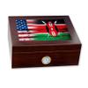 ExpressItBest Premium Desktop Humidor - Glass Top - Flag of Kenya (Kenyan) - Wood with USA Flag - Cedar lined with humidifier & front mounted hygrometer. view 1
