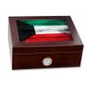 ExpressItBest Premium Desktop Humidor - Glass Top - Flag of Kuwait (Kuwaiti) - Wood Design - Cedar lined with humidifier & front mounted hygrometer. view 1