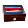 ExpressItBest Premium Desktop Humidor - Glass Top - Flag of Costa Rica (Rican) - Wood Design - Cedar lined with humidifier & front mounted hygrometer. view 1