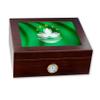ExpressItBest Premium Desktop Humidor - Glass Top - Flag of Macao (Macanese) - Waves Design - Cedar lined with humidifier & front mounted hygrometer. view 1