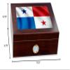 ExpressItBest Premium Desktop Humidor - Glass Top - Flag of Panama (Panamanian) - Waves Design - Cedar lined with humidifier & front mounted hygrometer. view 2