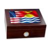 ExpressItBest Premium Desktop Humidor - Glass Top - Flag of Kiribati (Kiribatian) - Waves with USA Flag - Cedar lined with humidifier & front mounted hygrometer. view 1