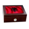 ExpressItBest Premium Desktop Humidor - Glass Top - Flag of Albania (Albanian) - Waves Design - Cedar lined with humidifier & front mounted hygrometer. view 1