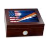 ExpressItBest Premium Desktop Humidor - Glass Top - Flag of Marshall Islands - Wood with USA Flag - Cedar lined with humidifier & front mounted hygrometer. view 1