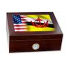 ExpressItBest Premium Desktop Humidor - Glass Top - Flag of Brunei (Bruneian) - Waves with USA Flag - Cedar lined with humidifier & front mounted hygrometer. view 1