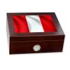 ExpressItBest Premium Desktop Humidor - Glass Top - Flag of Peru (Peruvian) - Waves Design - Cedar lined with humidifier & front mounted hygrometer. view 1