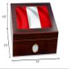 ExpressItBest Premium Desktop Humidor - Glass Top - Flag of Peru (Peruvian) - Waves Design - Cedar lined with humidifier & front mounted hygrometer. view 2
