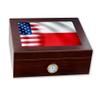 ExpressItBest Premium Desktop Humidor - Glass Top - Flag of Poland (Pole, Polish) - Waves with USA Flag - Cedar lined with humidifier & front mounted hygrometer. view 1