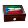 ExpressItBest Premium Desktop Humidor - Glass Top - Flag of Equatorial Guinea Guinean - Wood Design - Cedar lined with humidifier & front mounted hygrometer. view 1