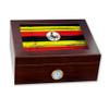 ExpressItBest Premium Desktop Humidor - Glass Top - Flag of Uganda (Ugandan) - Wood Design - Cedar lined with humidifier & front mounted hygrometer. view 1