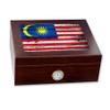 ExpressItBest Premium Desktop Humidor - Glass Top - Flag of Malaysia (Malaysian) - Wood Design - Cedar lined with humidifier & front mounted hygrometer. view 1