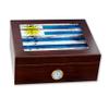 ExpressItBest Premium Desktop Humidor - Glass Top - Flag of Uruguay (Uruguayan) - Wood Design - Cedar lined with humidifier & front mounted hygrometer. view 1