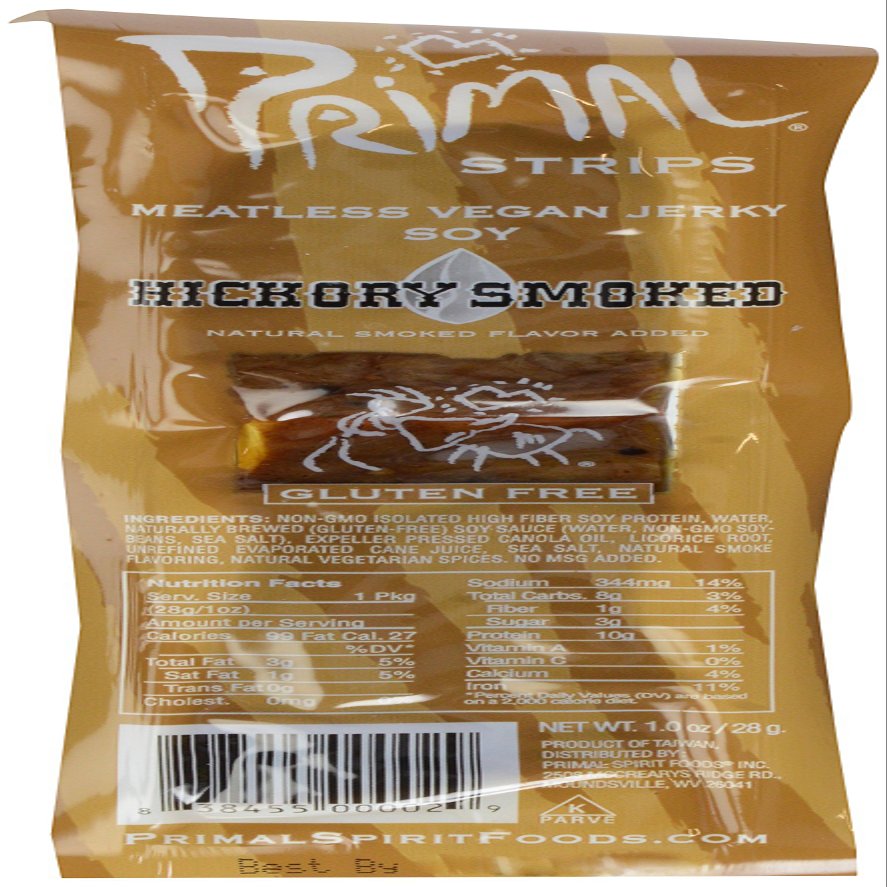 Primal Strips Hickory Smoke Bar Meatless Jerky, 1 Ounce