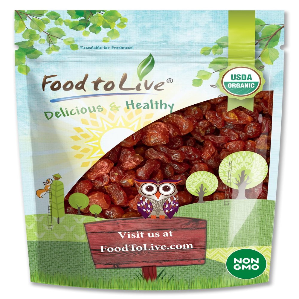Organic Dried Sour Cherries, 2 Pounds Lightly Sweetened, Pitted, Non-GMO, Unsulfured, Sour, Bulk