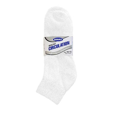 12 Diabetic Ankle Circulatory Socks Health Support Men Loose Fit White 10-13