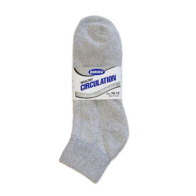 6 Pair Diabetic Ankle Circulatory Socks Health Support Men Loose Fit Grey 10-13 Full Cushion Lining For Heel Toe Support Relief Maximum Foot Protection Non Binding Top Diabetic Cotton Low Cut Ankle