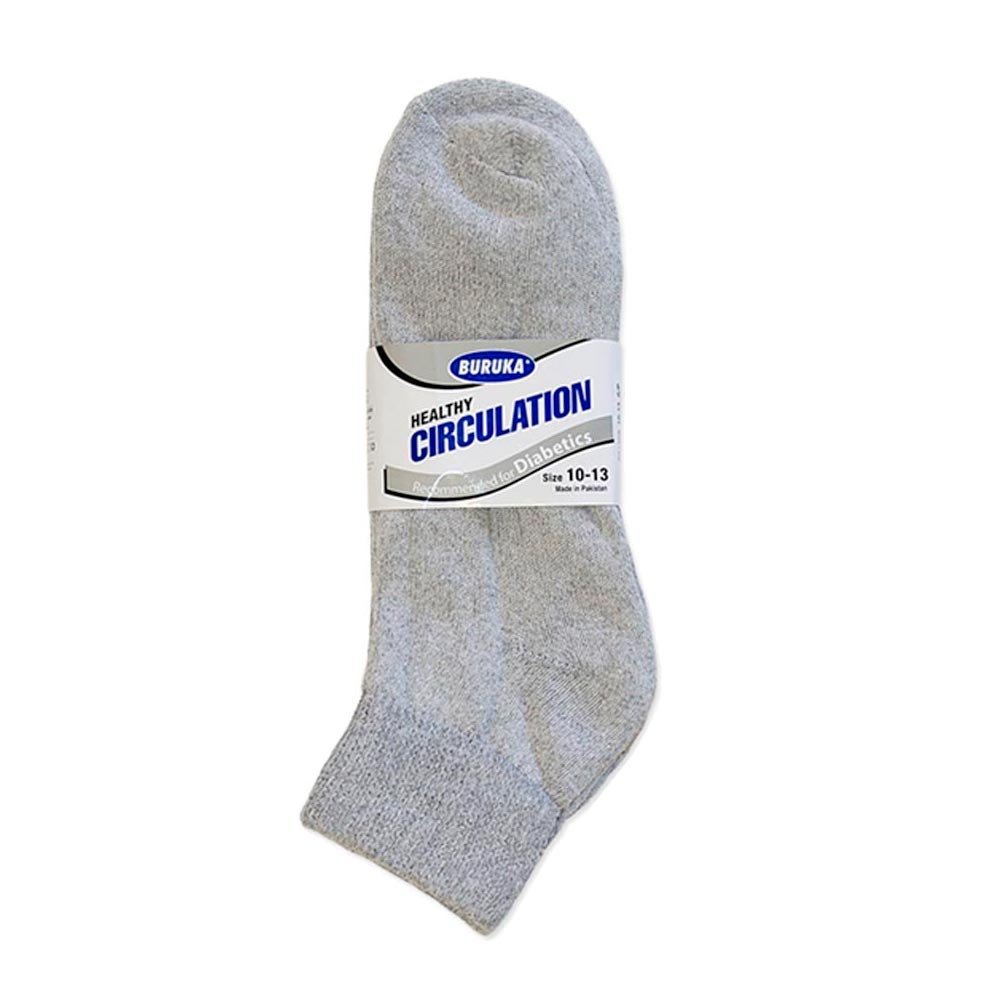 6 Pair Diabetic Ankle Circulatory Socks Health Support Men Loose Fit Grey 10-13 Full Cushion Lining For Heel Toe Support Relief Maximum Foot Protection Non Binding Top Diabetic Cotton Low Cut Ankle
