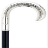 Walking Cane, Men's Falling Leaves Design Hand Crafted, Embossed Alpacca Metal, Crook Handle Mounted on a Black Maple Shaft. Beautiful! view 1