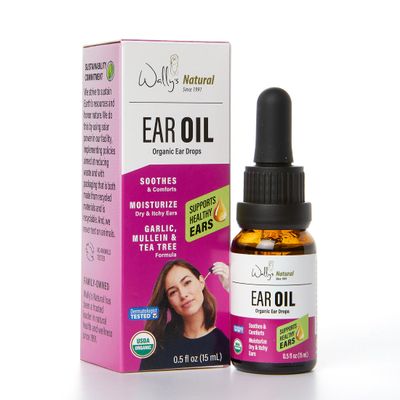Wally's Natural Organic Ear Oil Drops for Adults, Comforts & Soothes Ears, Trusted Since 1991, Infused with Garlic, Mullein, Tea Tree & Echinacea, 0.5 Fl Oz