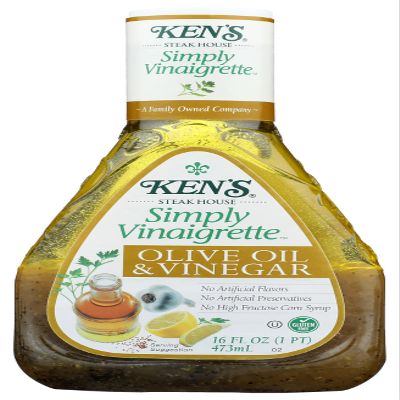 KENS STEAK HOUSE SIMPLY VINAIGRETTE OLIVE OIL & VINEGAR SALAD DRESSING PLASTIC BOTTLE 16 OZ
