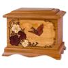 Wooden Cremation Urn - Ambassador Shape with Butterfly & Flower Nature 3-Dimensional Inlay Wood Art Memorial - Funeral Urns for Adults (Solid Mahogany Wood) view 1