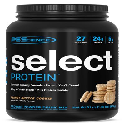 PEScience Select Protein Powder, Whey and Casein Blend, Clean Protein Powder for Women and Men, Low Calorie, Low Carb, Keto Friendly, Gluten Free - Peanut Butter Cookie - 27 Servings