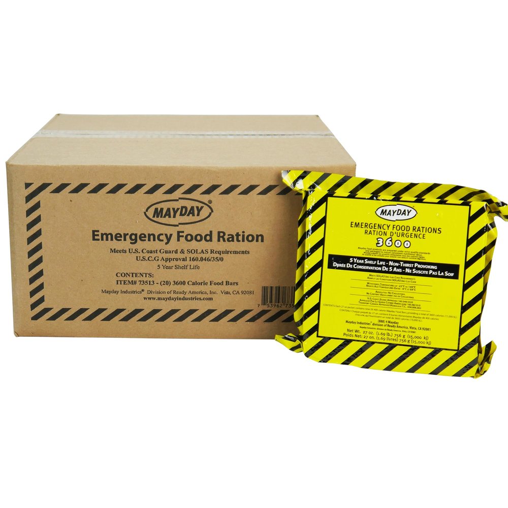 Mayday Emergency Food Bars, 3600 Calorie Meal Replacement Bars, 5 Year Shelf Life, Nutrient Dense Food Rations for Disaster Preparedness Earthquake, Fire, Flood, Leak-Proof Pouches Highly Storable and Portable Food Storage, Apple Cinnamon, 20 Pack