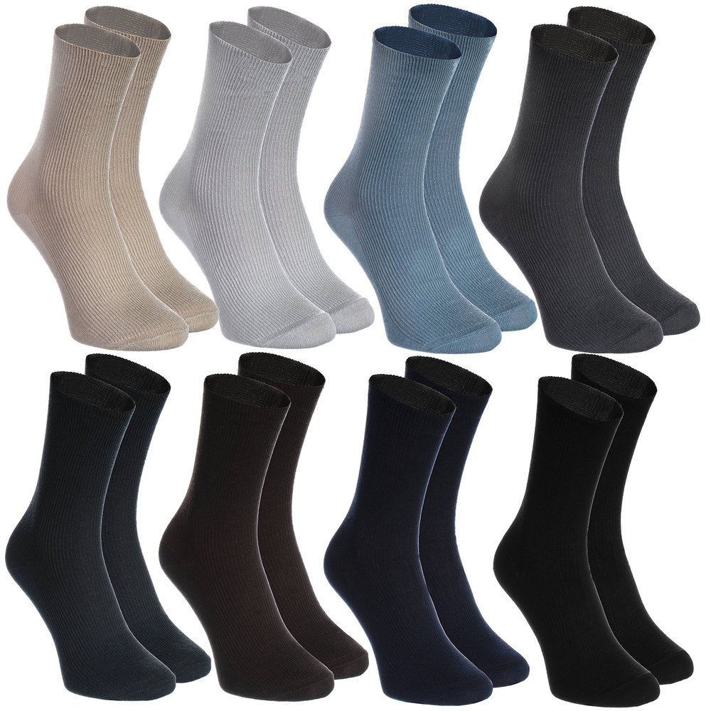 Rainbow Socks - 8 pairs of DIABETIC Elastic Cotton Socks for SWOLLEN FEET, Classic Colors M