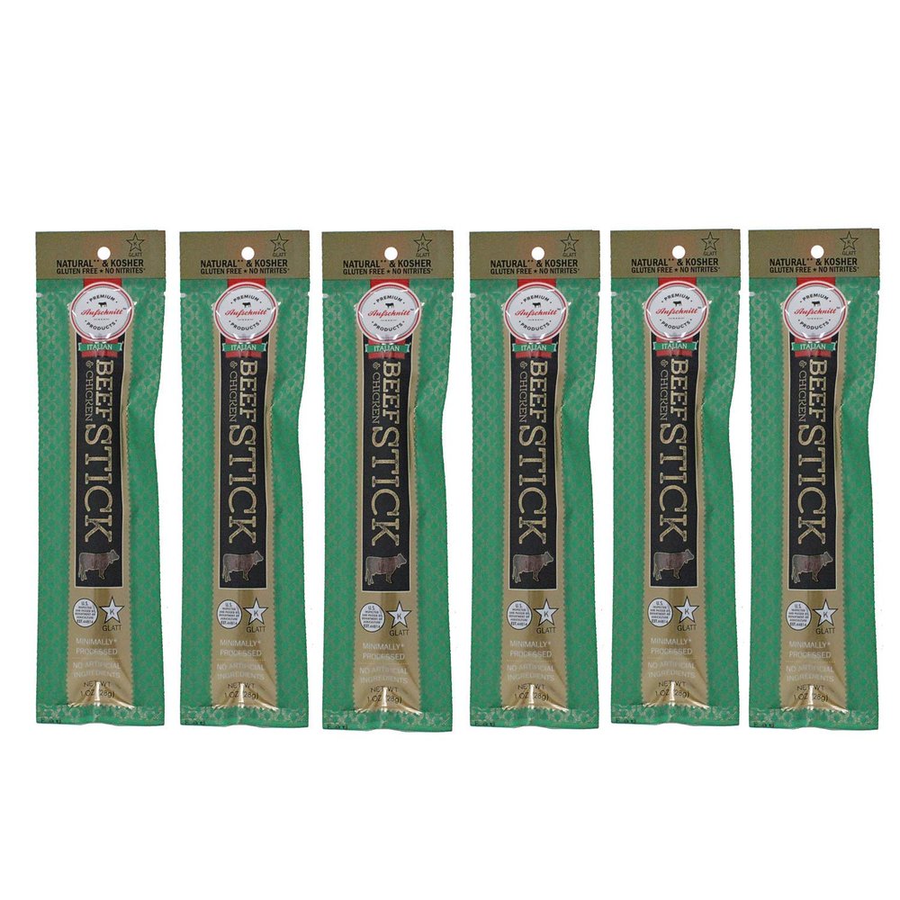 Aufschnitt Grass Fed Beef Jerky Sticks - Low Sodium, Certified Kosher - Made in USA - Keto Friendly - 6 Pack, Italian