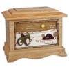 Wooden Cremation Urn - Ambassador Shape with Farm Tractor & Barn 3-Dimensional Inlay Wood Art Memorial - Funeral Urns for Adults (Oak) view 1