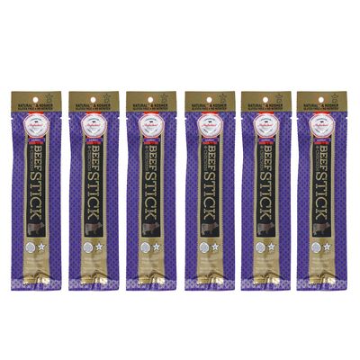 Aufschnitt Grass Fed Beef Jerky Sticks - Low Sodium, Certified Kosher - Made in USA - Keto Friendly - 6 Pack, Garlic