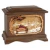 Wooden Cremation Urn - Ambassador Shape Funeral Urn with Great Lakes 3-Dimensional Inlay Art Memorial for Adults w/Choice of Art Applique (Walnut Wood with Couple on Bench Custom) view 1