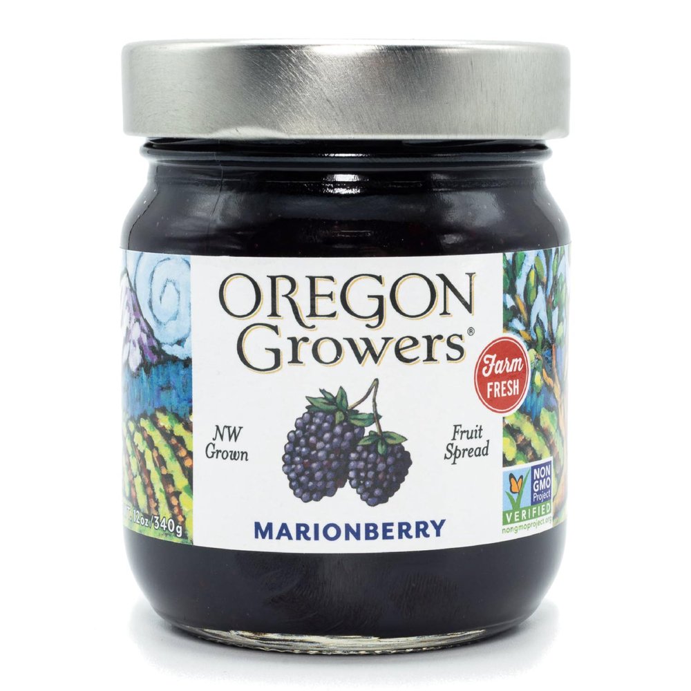 Oregon Growers Marionberry Fruit Spread - Marionberry Jam Made In Oregon, Blackberry Jam, Blackberry Fruit Spread, All Natural Ingredients, Non-GMO - 12 Oz (Pack Of 1)