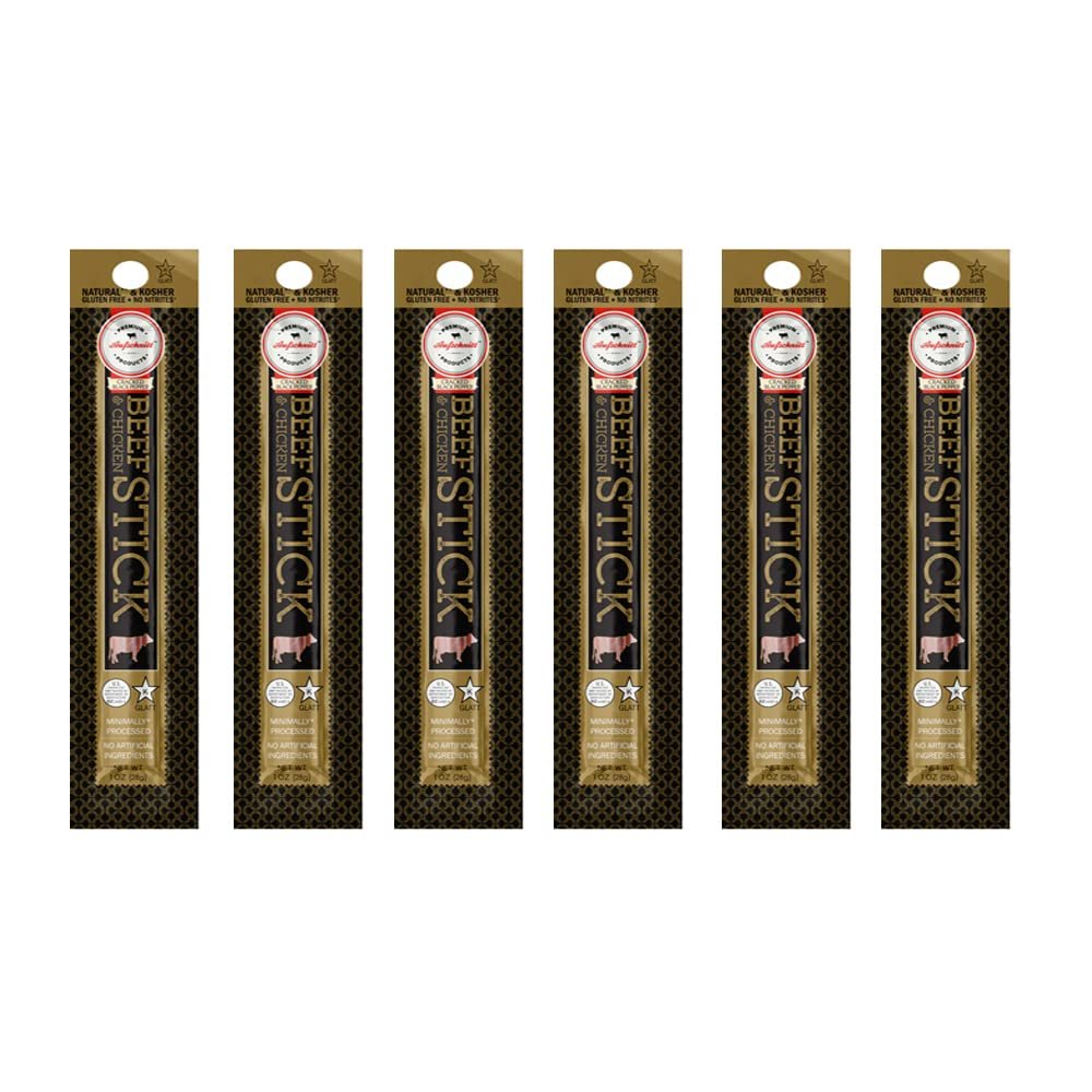 Aufschnitt Grass Fed Beef Jerky Sticks - Low Sodium, Certified Kosher - Made in USA - Keto Friendly - 6 Pack, Pepper