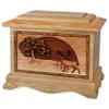 Wooden Cremation Urn - Ambassador Shape Funeral Urn with Heartland Deer 3-Dimensional Inlay Wood Art Memorial - Funeral Urns for Adults (Oak Wood) view 1