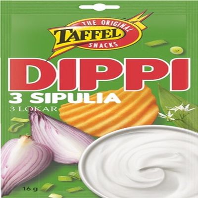 4 Bags x 16 g of Taffel 3 Sipulia Dippi - Original - Finnish - Spicy Dip Sauce - Three Onions
