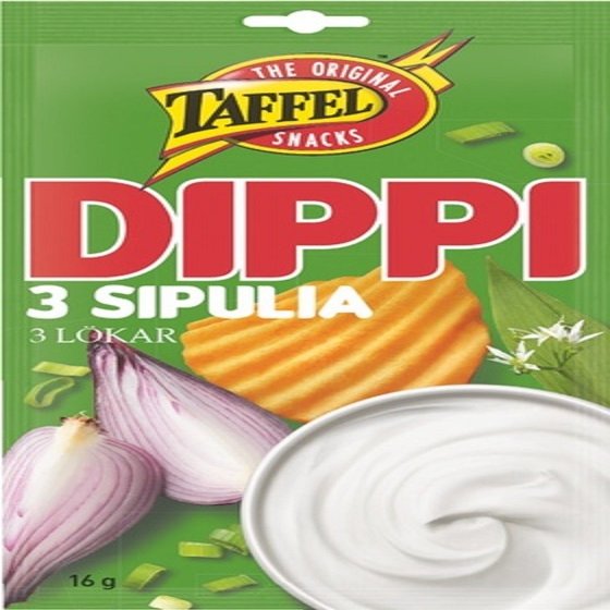 4 Bags x 16 g of Taffel 3 Sipulia Dippi - Original - Finnish - Spicy Dip Sauce - Three Onions