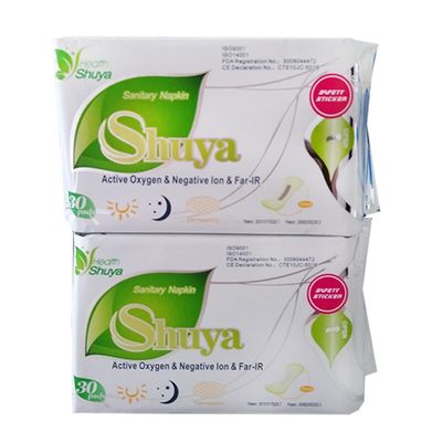 SHUYA Natural Cotton Panty Liners for Women Without Wings, Patented Active Oxygen and Anion Strip, Chlorine Free Herbal Scented, Length 155mm-60Count (Pack of 2)