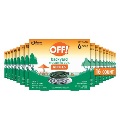 OFF! Backyard Mosquito Coil Refills Repels Mosquitoes for Patio and Deck Outdoor Use Up to 4 Hours per Coil 6 Count (Pack of 16)